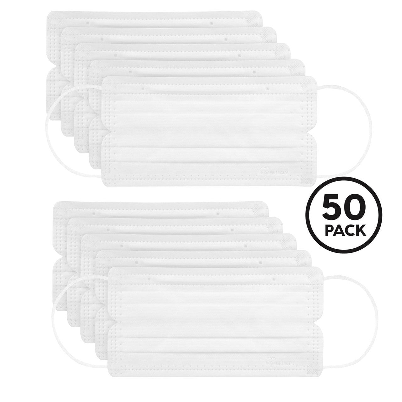 IRIS USA 3 Ply Comfort Earloop Facemask 50 Pack