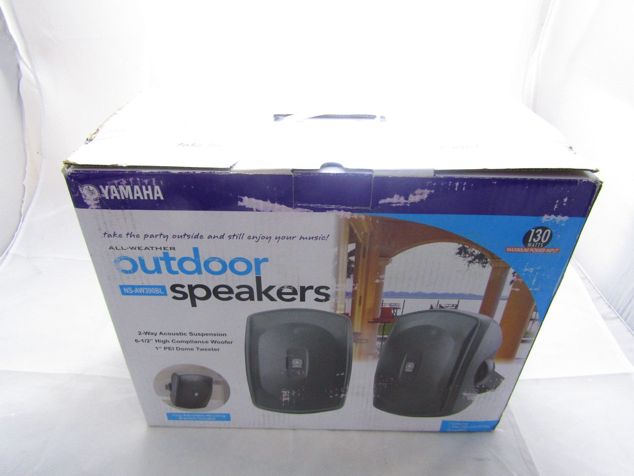 Yamaha NS AW390BL 2 Way Indoor/Outdoor Speakers (Pair, Black) LN