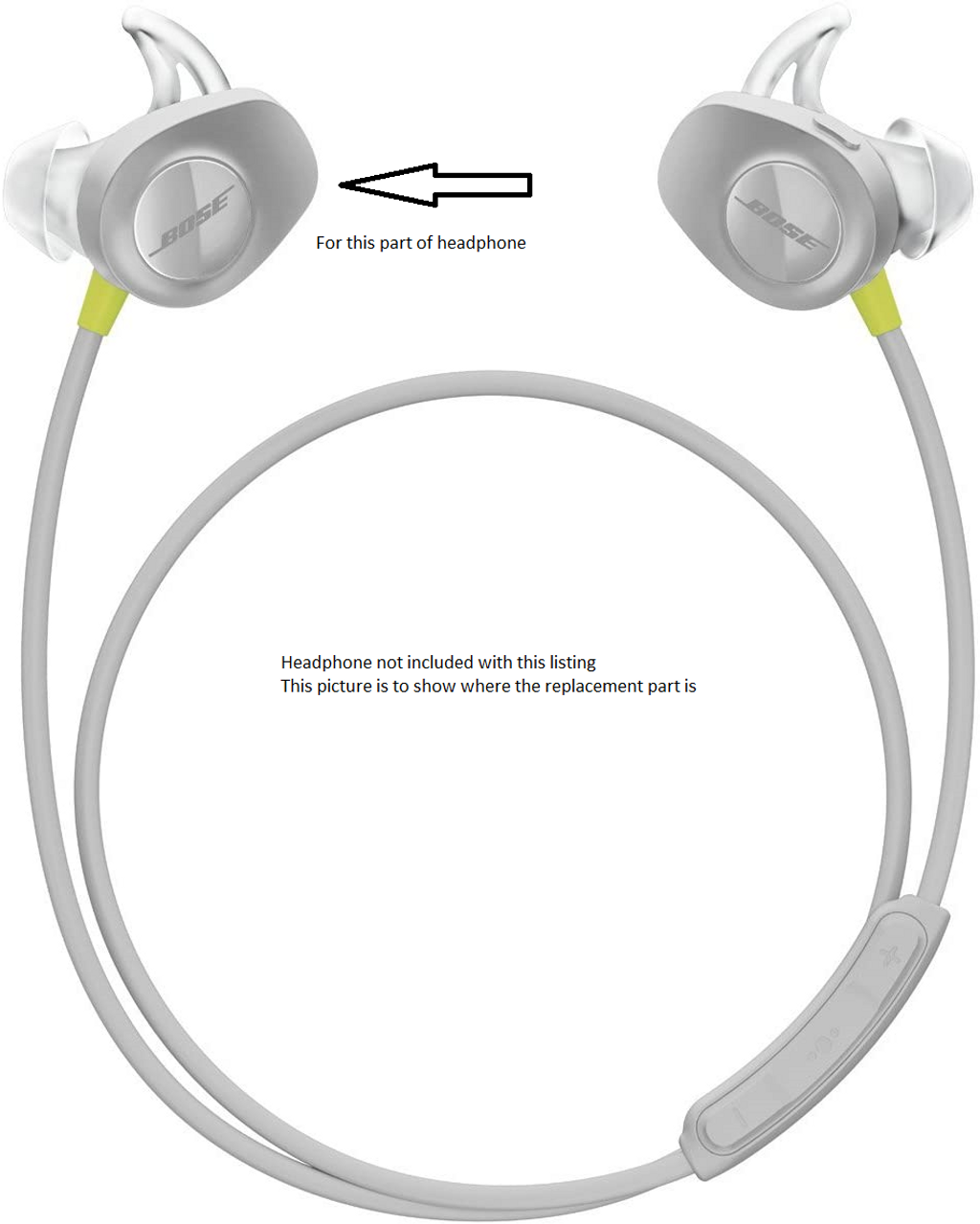 Genuine Bose SoundSport Wireless Left Side Cover Gray