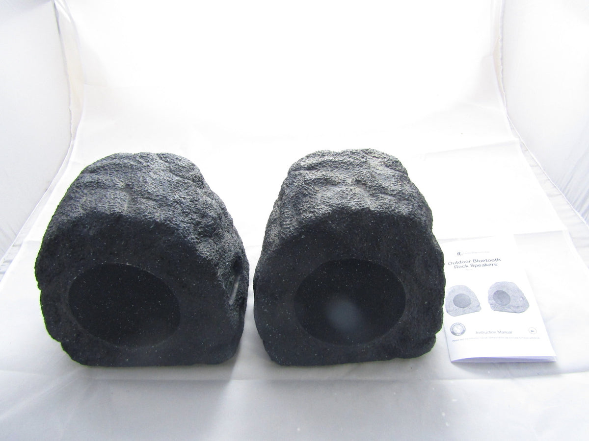 Innovative Technology Premium 5-Watt Bluetooth Outdoor Rock Speakers with A/C Adaptor and Built In Rechargeable 5200mAh Battery, Pair, Charcoal VG