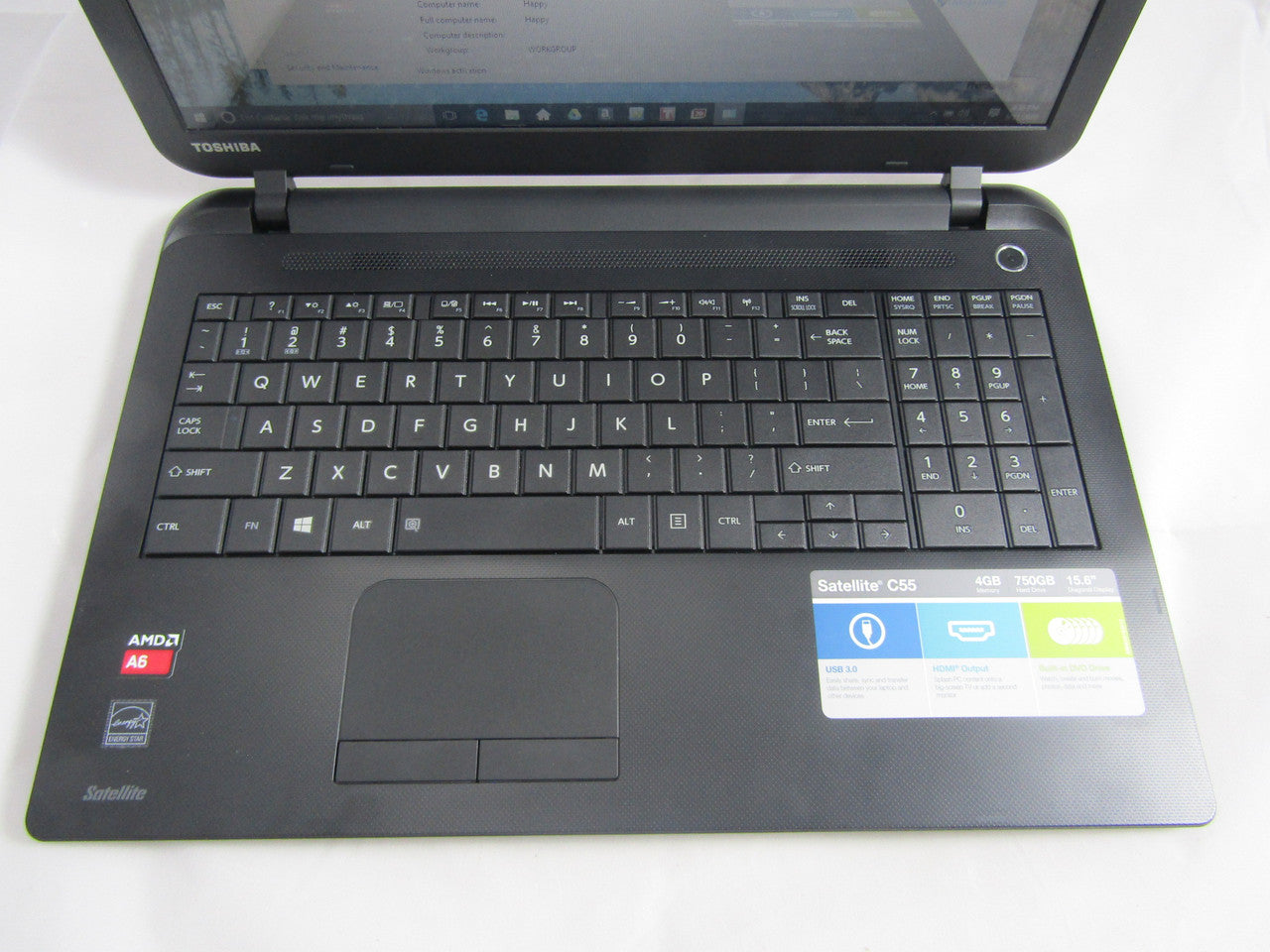 Toshiba Satellite 15.6" Laptop AMD A6-Series 4GB Memory 750GB Hard Drive Jet Black C55D-B5219 VG