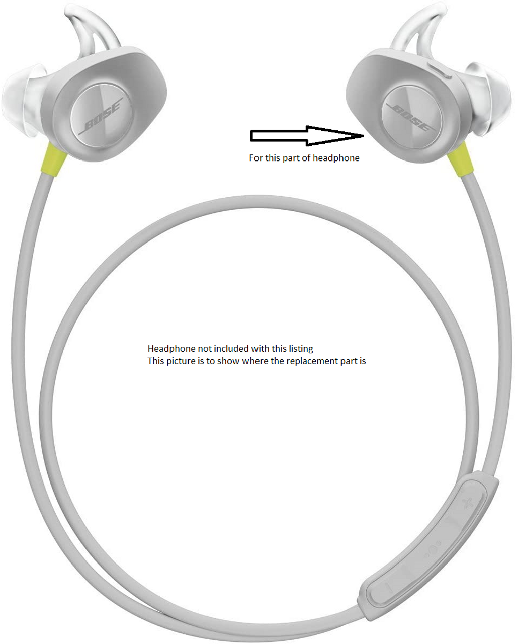 Genuine Bose SoundSport Wireless Right Side Cover  Gray