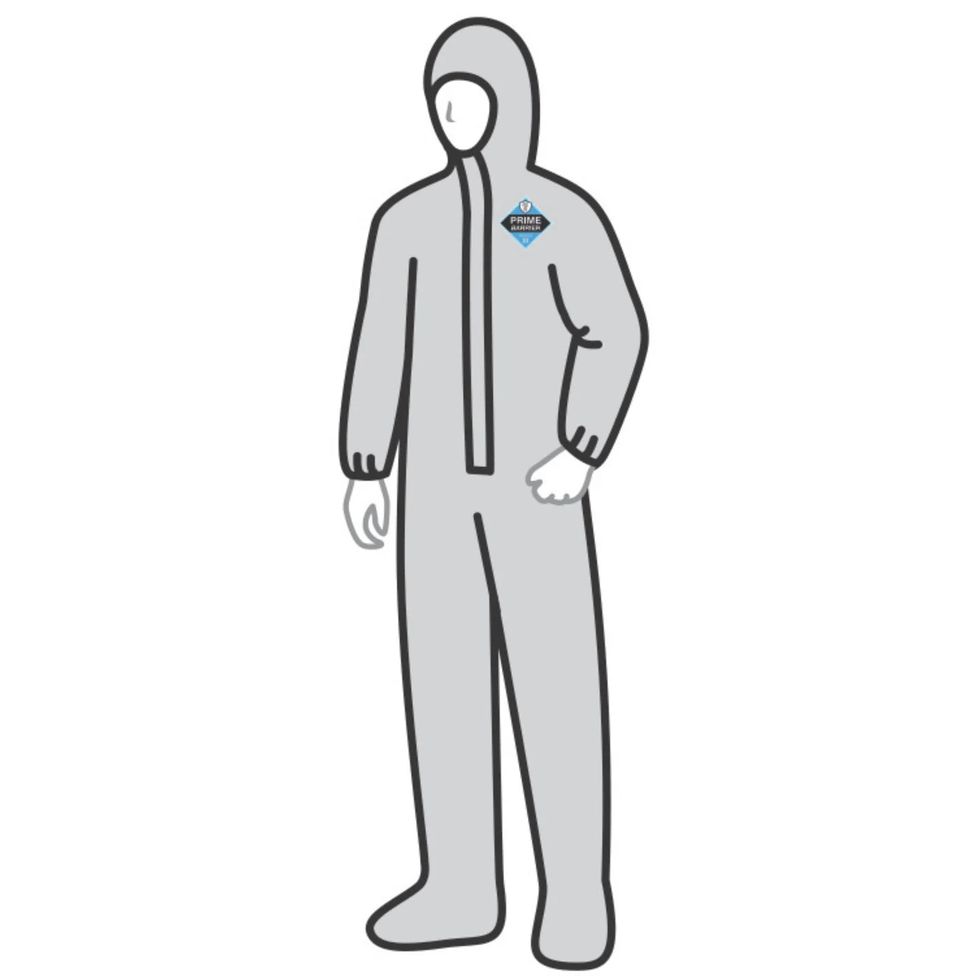 Microporous Protective Coverall with Hood, Attached Boots, Elastic Wrists and Zipper Front - Model 38342 25 Pieces/Case