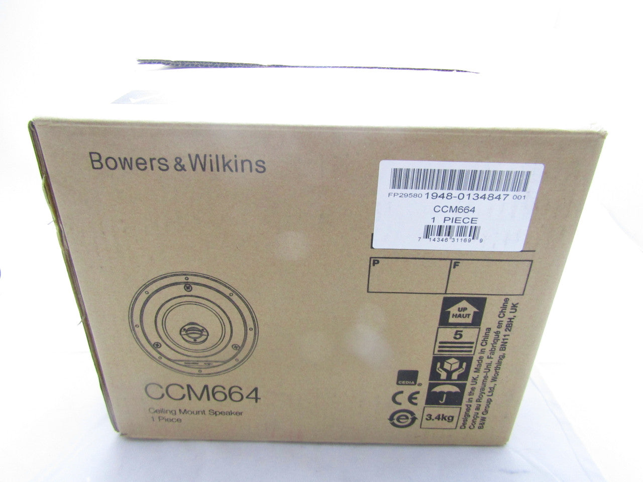 Bowers & Wilkins CCM664 6" 2-Way in-Ceiling Speaker Each  White LN