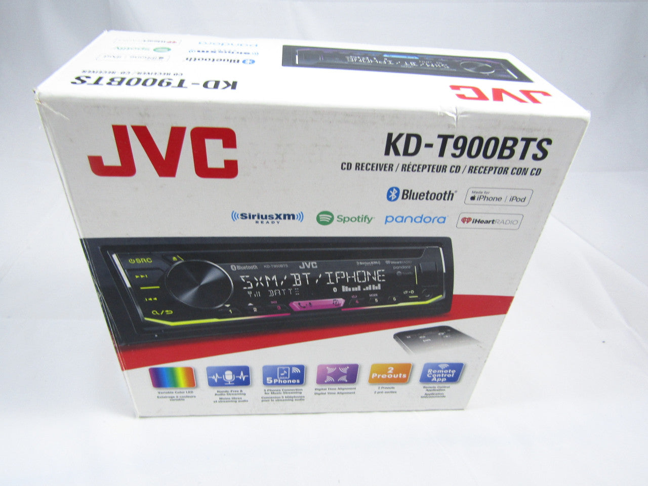 JVC KD-T900BTS CD Receiver Featuring Bluetooth/USB/SiriusXM/Pandora/iHeartRadio/Spotify/ 13-Band EQ LN