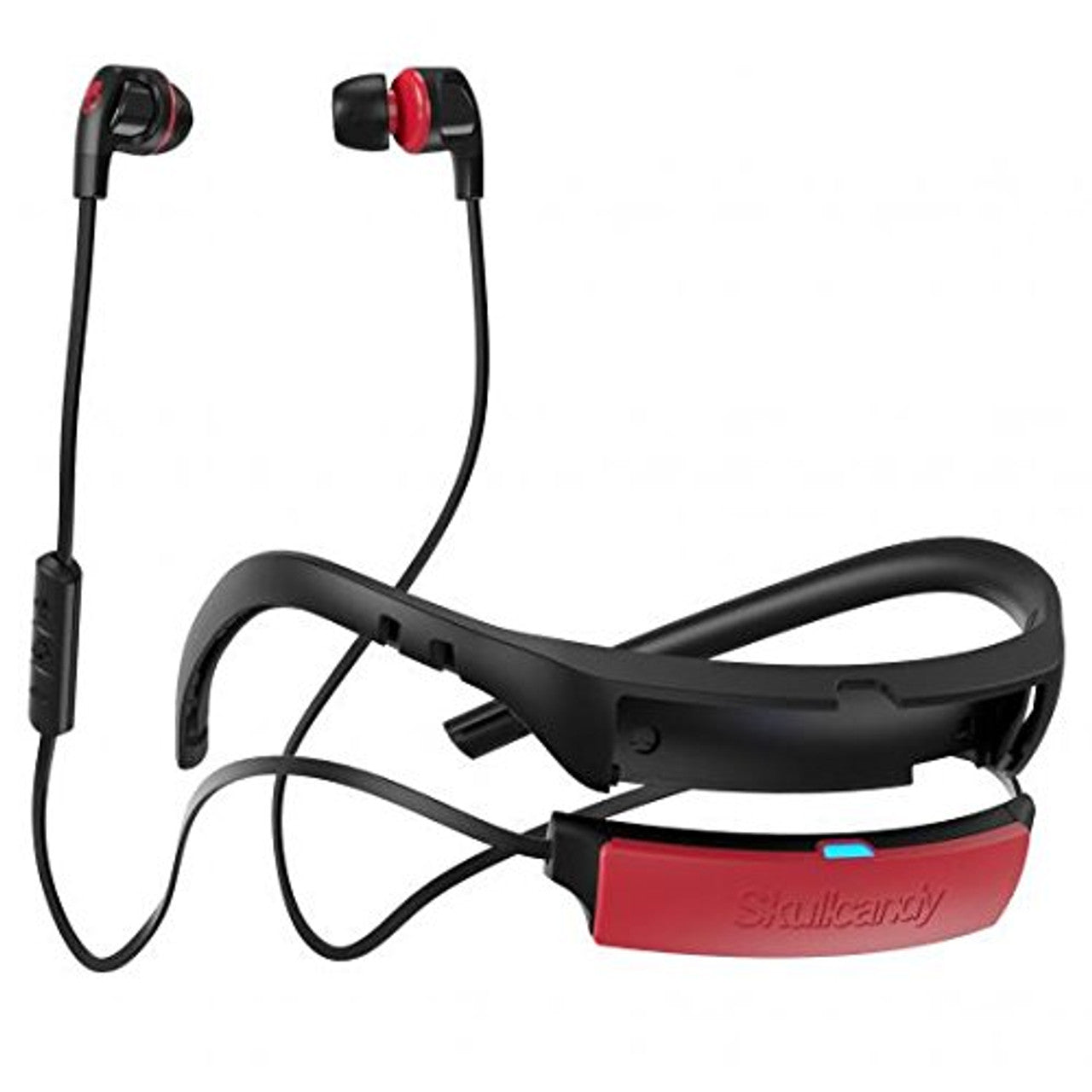 Skullcandy Smokin' Buds 2 in-Ear Bluetooth Wireless Earbuds Microphone, Customizable Fit, Removeable Moldable Collar, 7-Hour Rechargeable Battery, Noise Isolating Supreme Sound, Black/Red VG