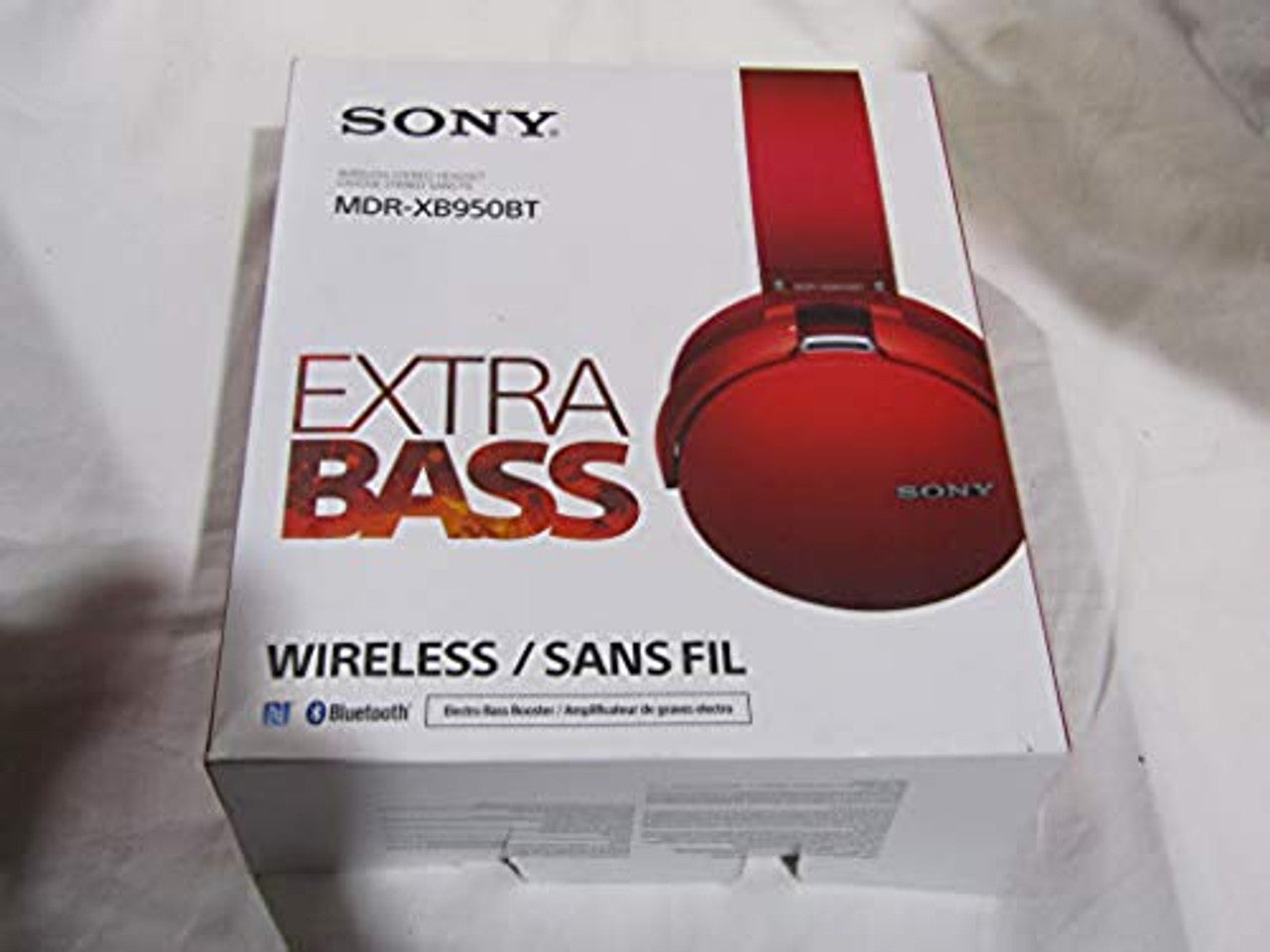 Sony MDRXB950BT/R Extra Bass Bluetooth Headphones, Red