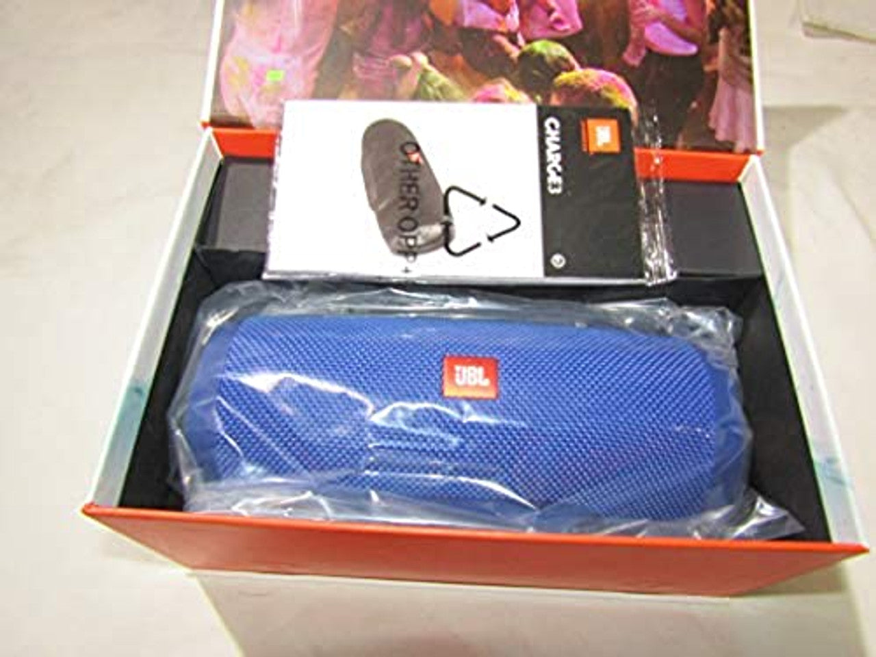 JBL Charge 3 Waterproof Portable Bluetooth Speaker (Blue) LN