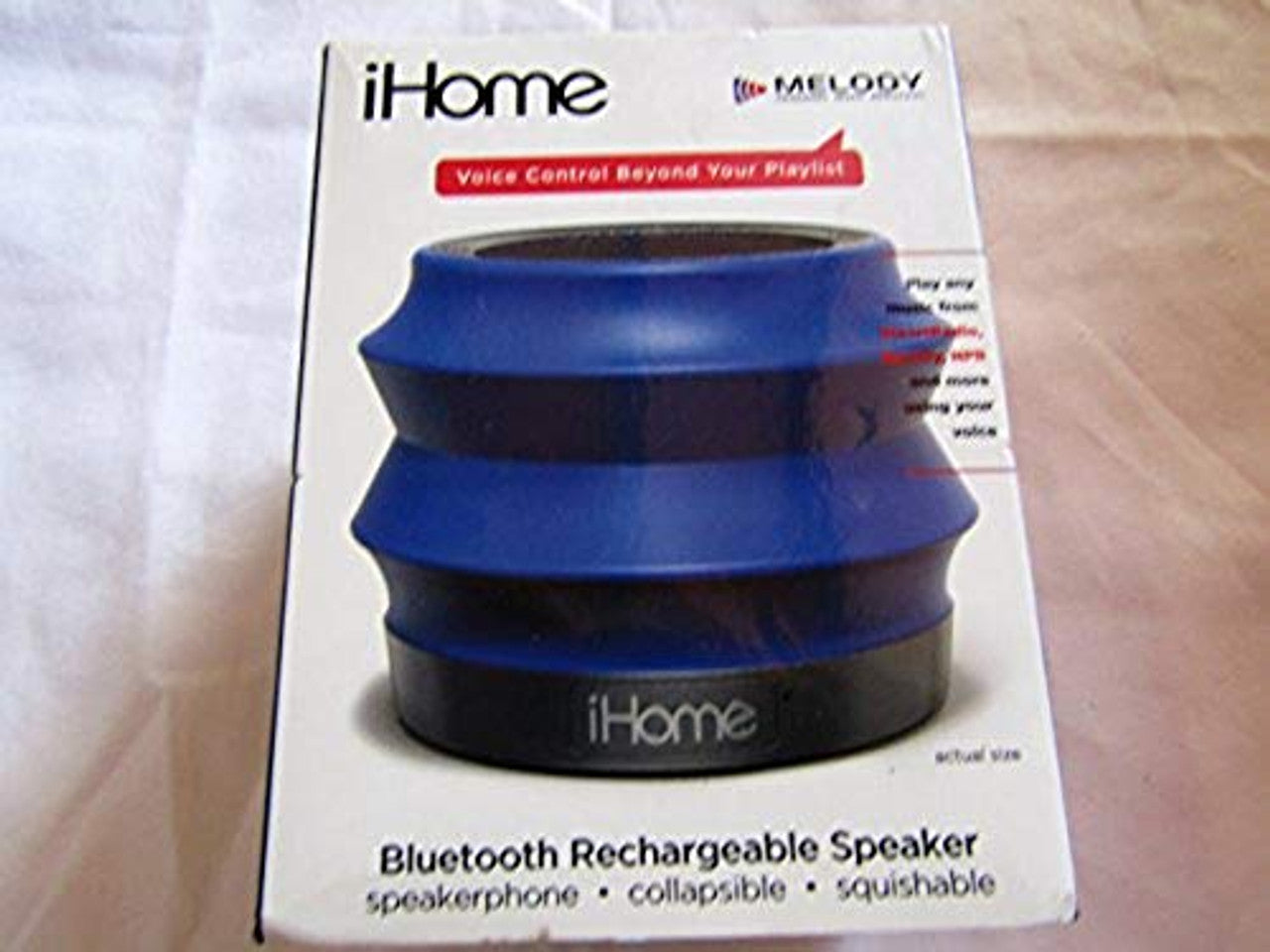 iHome iBT61BC Portable Collapsible Bluetooth Speaker with Speakerphone - Featuring Melody, Voice Powered Music Assistant - Blue LN