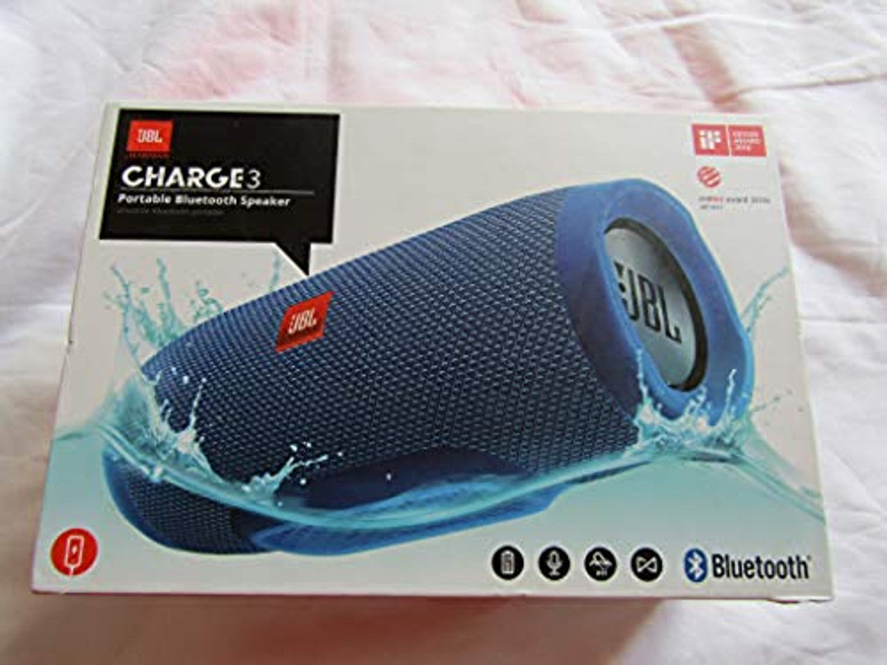 JBL Charge 3 Waterproof Portable Bluetooth Speaker (Blue) LN