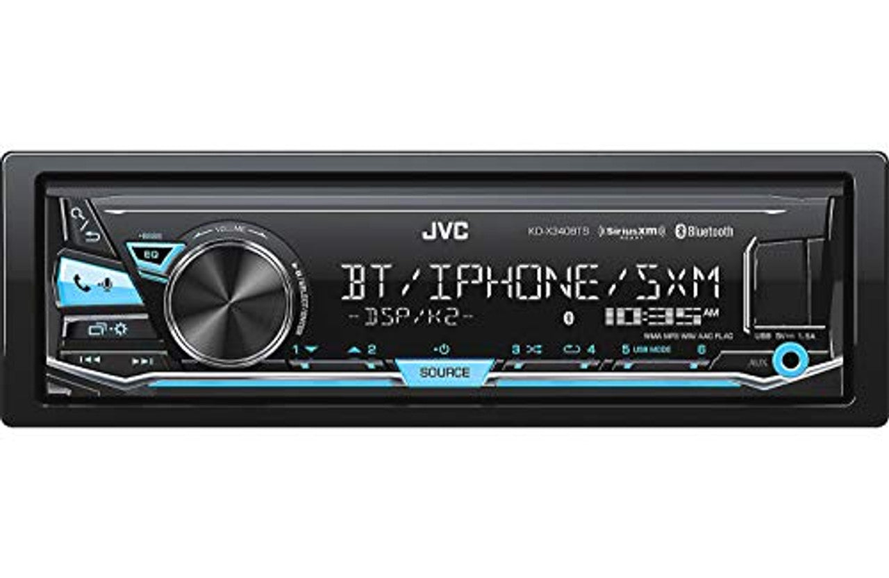 JVC KD-X340BTS Single-Din Car Digital Media Bluetooth Receiver, USB/AUX/SiriusXM LN