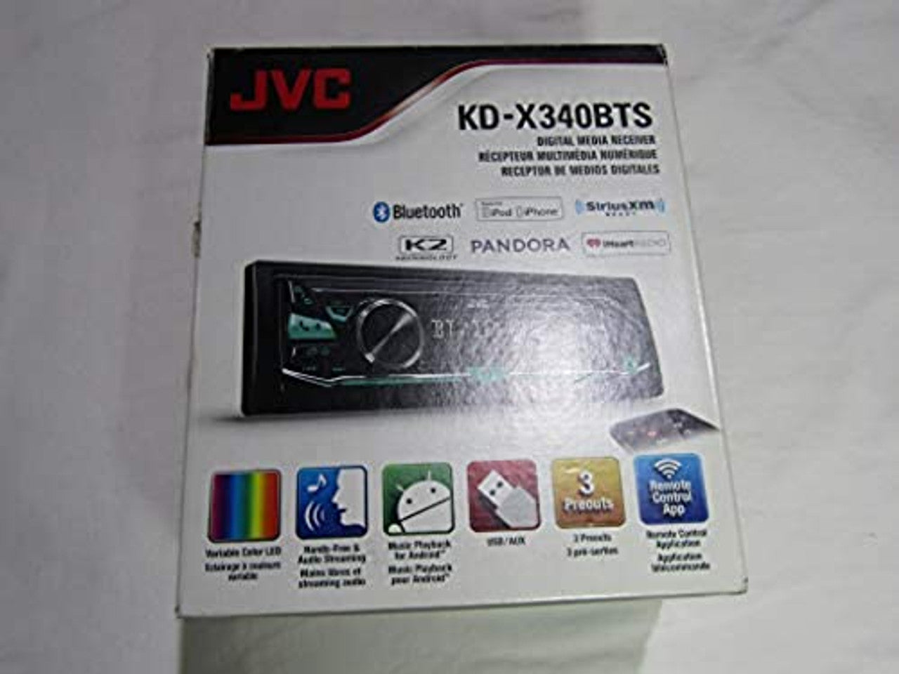 JVC KD-X340BTS Single-Din Car Digital Media Bluetooth Receiver, USB/AUX/SiriusXM LN
