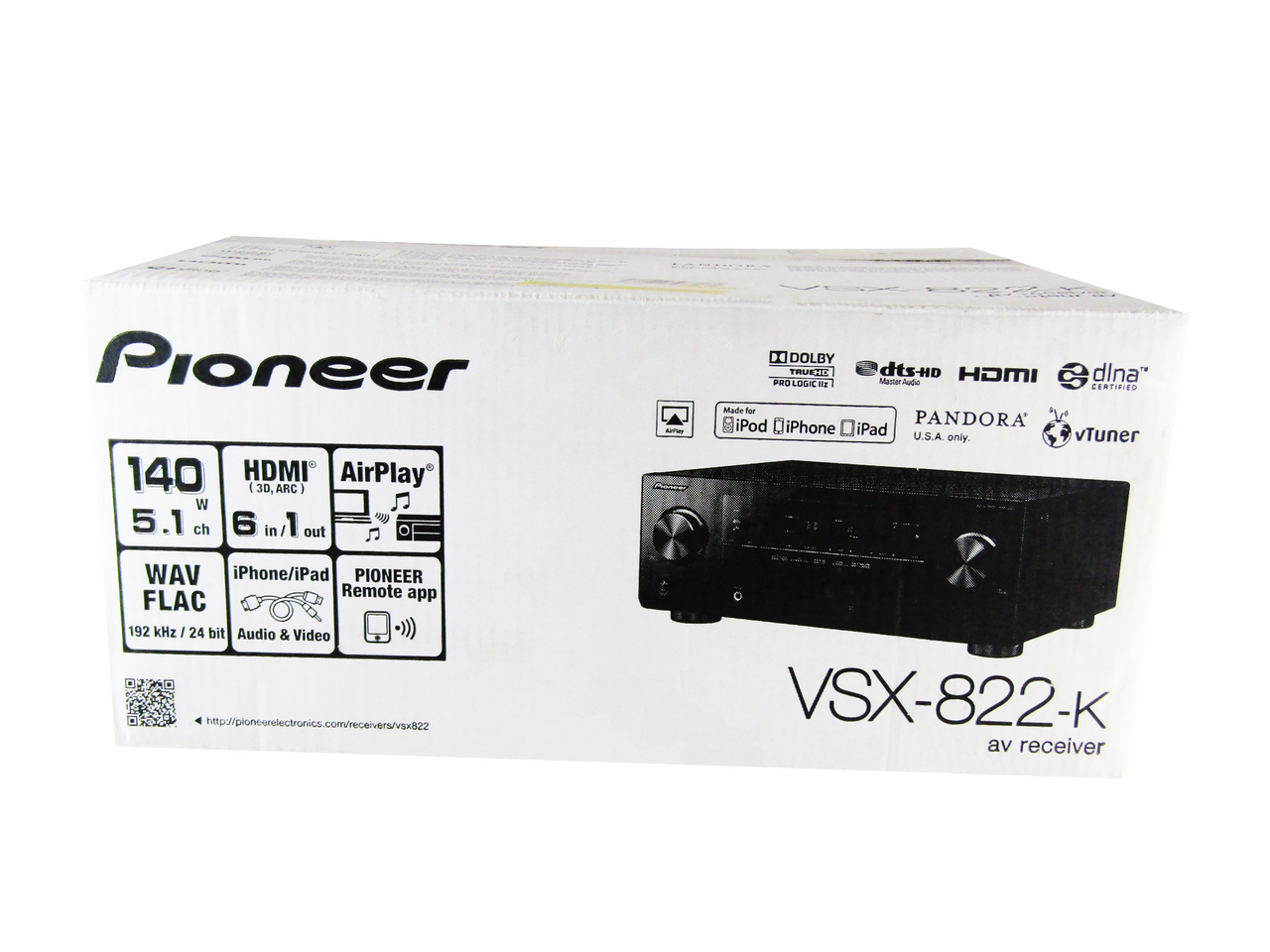 Pioneer VSX-822-K 5.1-Channel Network Ready A/V Receiver LN