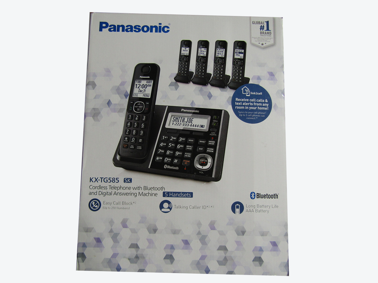 Panasonic KX-TG585SK 5 Handset Link2Cell Cordless Phone G