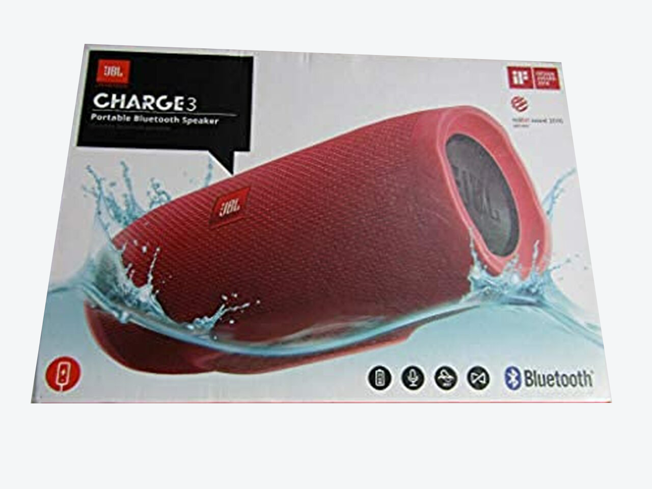 JBL Charge 3 - Waterproof Portable Bluetooth Speaker (Red) LN