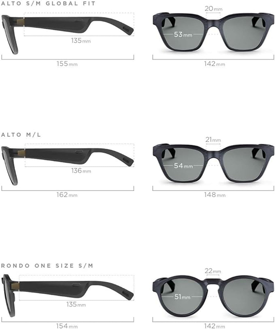 Bose Frames Alto M/L Rectangular Sunglasses Black Regular LN