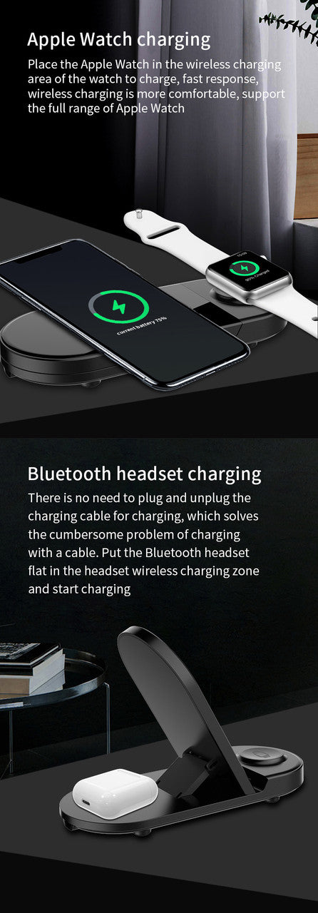 SAM SET Wireless Charger 3 in 1 Charger for iPhone/iWatch/Airpods, Qi-Certified Charging Station for iPhone 13/12/11/Pro/Max/XS/Max/XR/XS/X, iWatch 7/6/SE/5/4/3/2, Airpods Pro/3/2/1 X416B Black