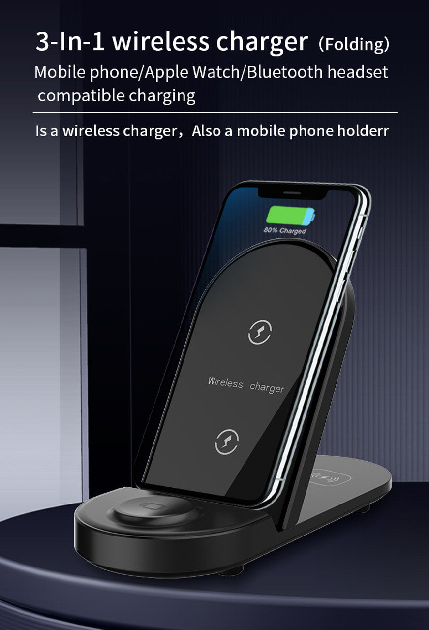 SAM SET Wireless Charger 3 in 1 Charger for iPhone/iWatch/Airpods, Qi-Certified Charging Station for iPhone 13/12/11/Pro/Max/XS/Max/XR/XS/X, iWatch 7/6/SE/5/4/3/2, Airpods Pro/3/2/1 X416B Black