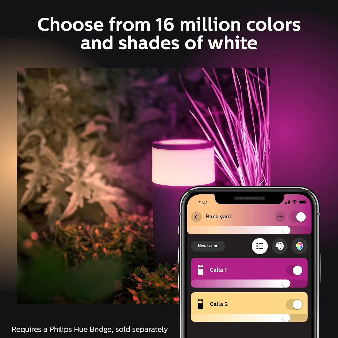 Philips Hue White and Color Ambiance Calla Outdoor Pathway Light Extension Kit Black 802082