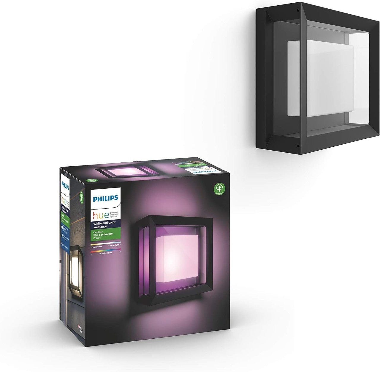 Philips Hue White and Color Ambiance Econic Outdoor Wall Light, Black 1743830V7