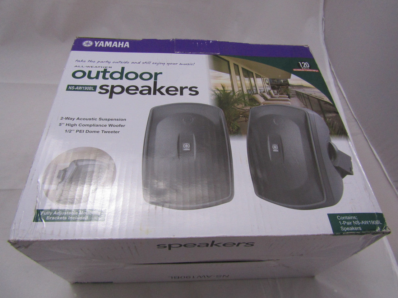 Yamaha NS-AW190BL 2-Way Indoor/Outdoor Speakers (Pair, Black) LN