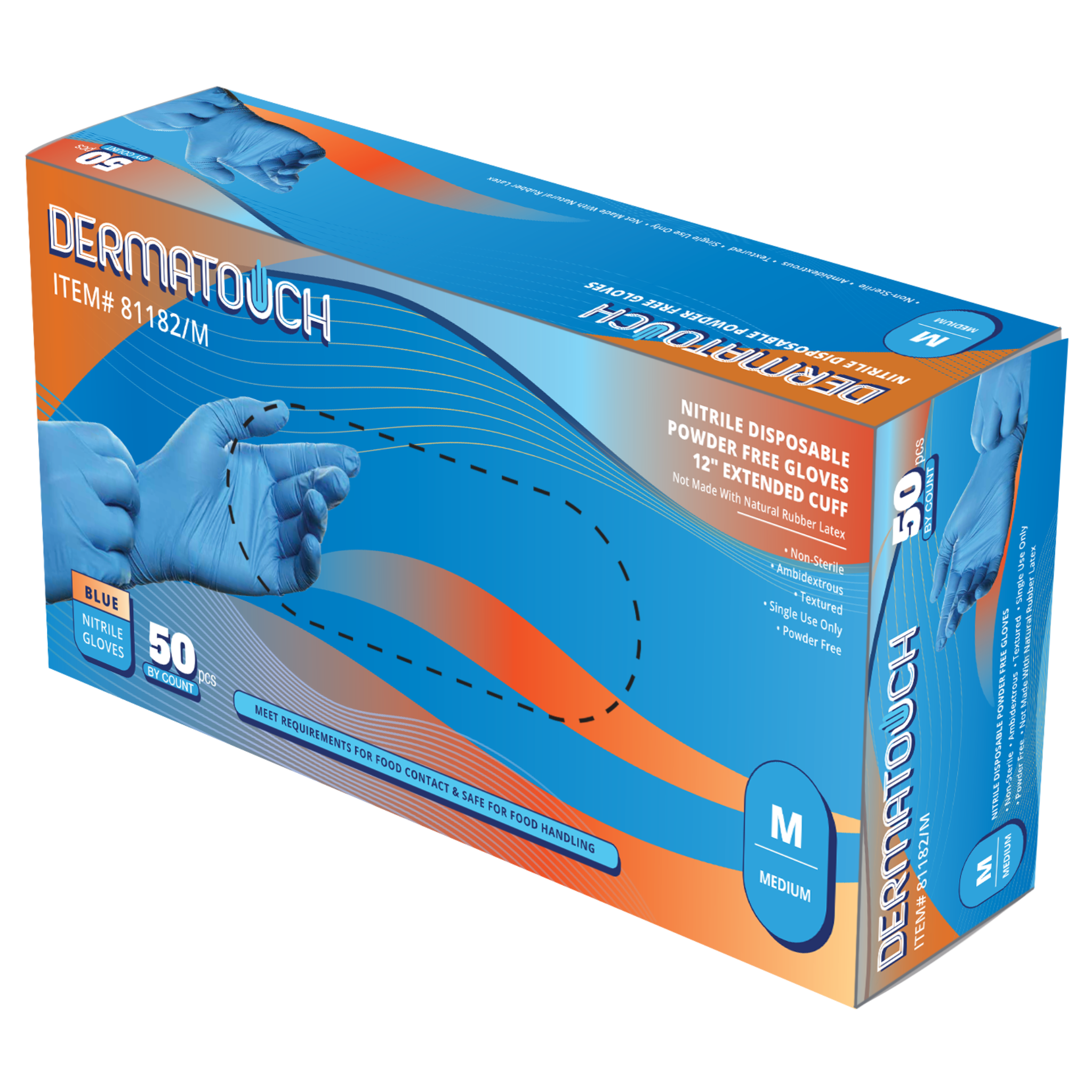 12" 8 Mil Blue Nitrile Disposable <br> Gloves – Powder-Free <br>81182