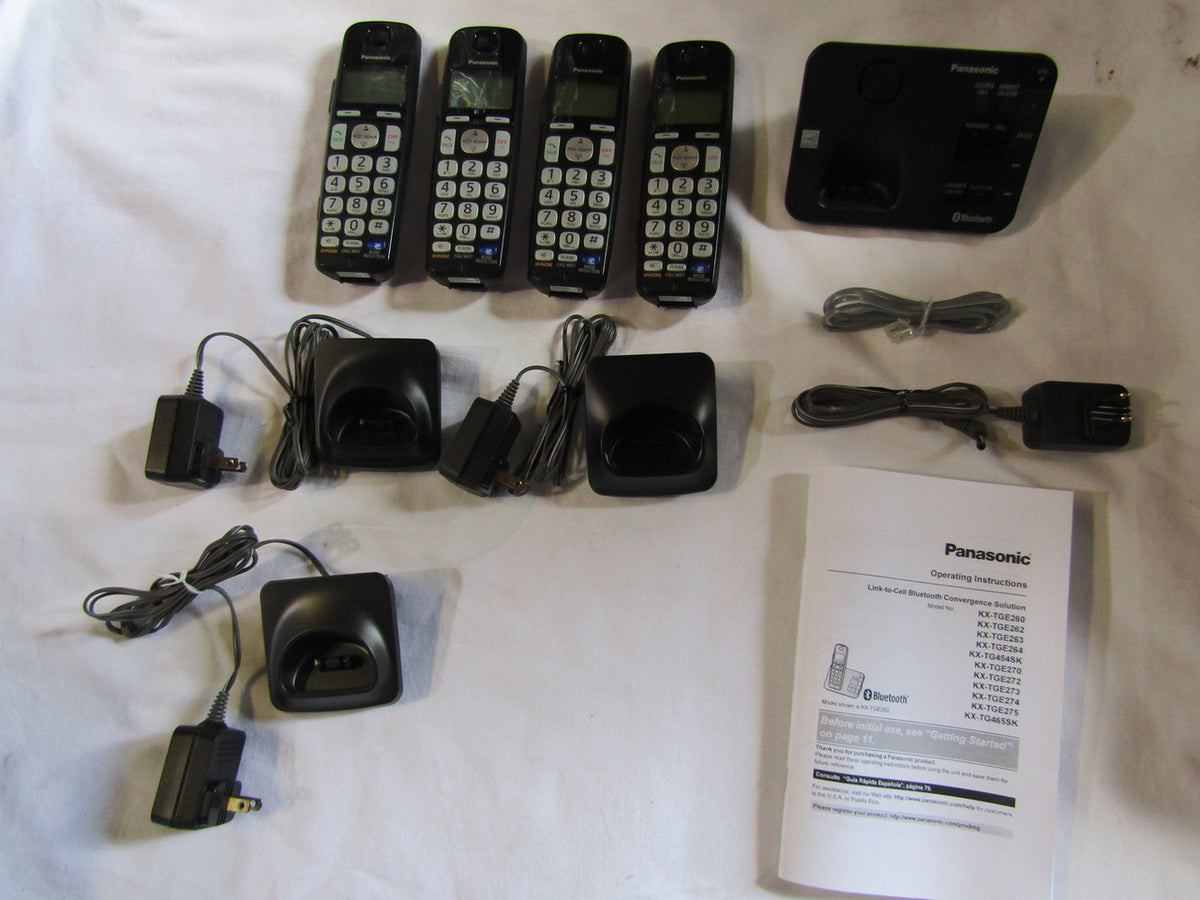 Panasonic KX-TG454SK Link2Cell Bluetooth Enabled Phone with Answering Machine, 4 Cordless Handsets G