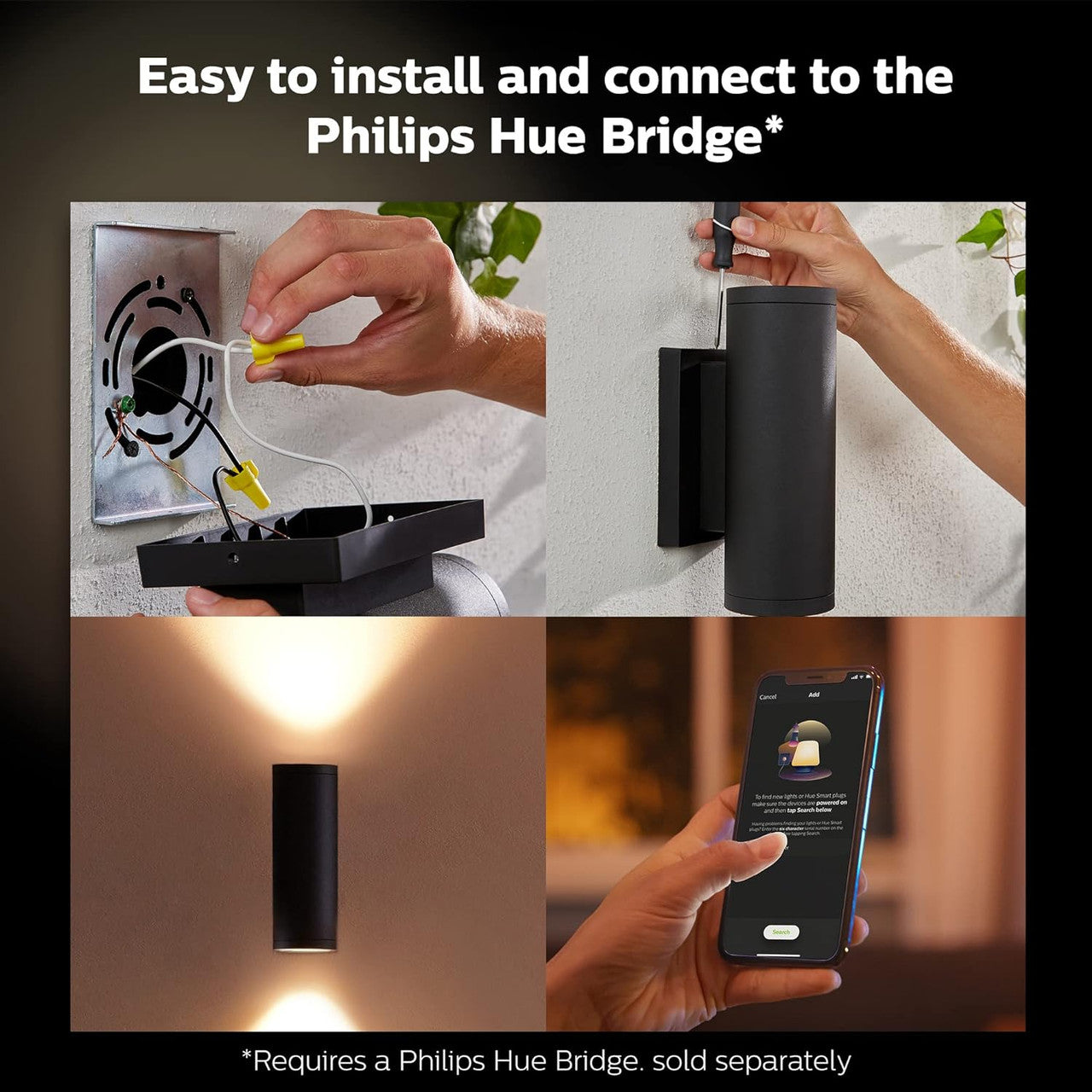 Philips Hue White and Color Ambiance Appear Outdoor Wall Light Fixture 1746330V7