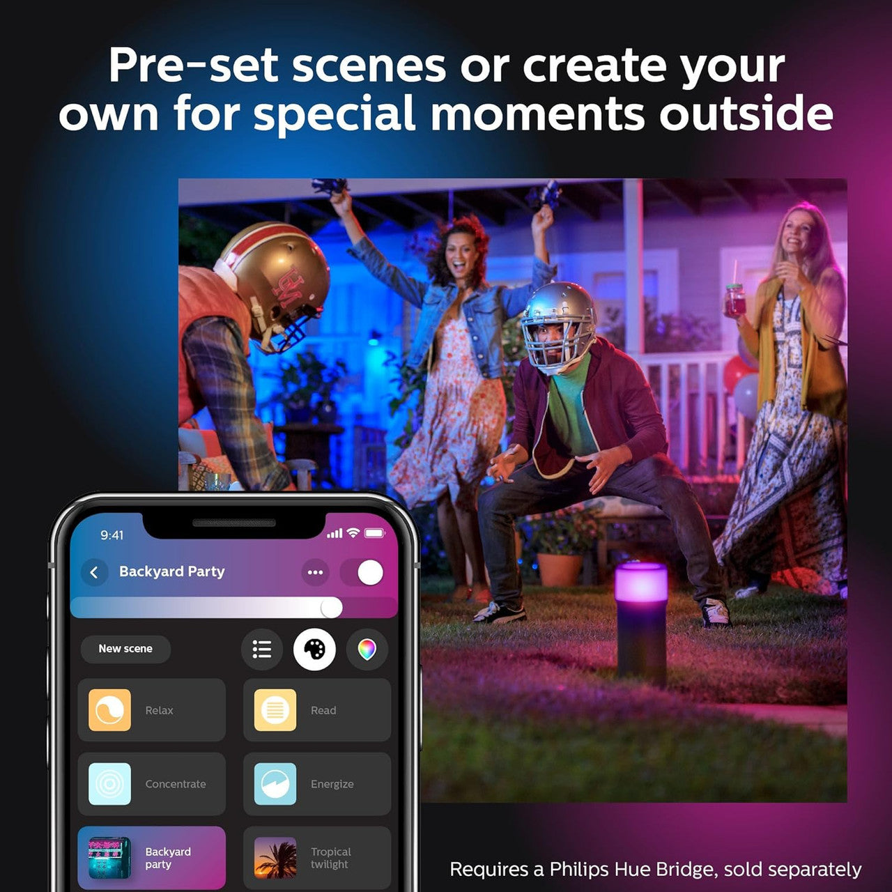 Philips Hue White and Color Ambiance Calla Outdoor Pathway Light Extension Kit Black 802082