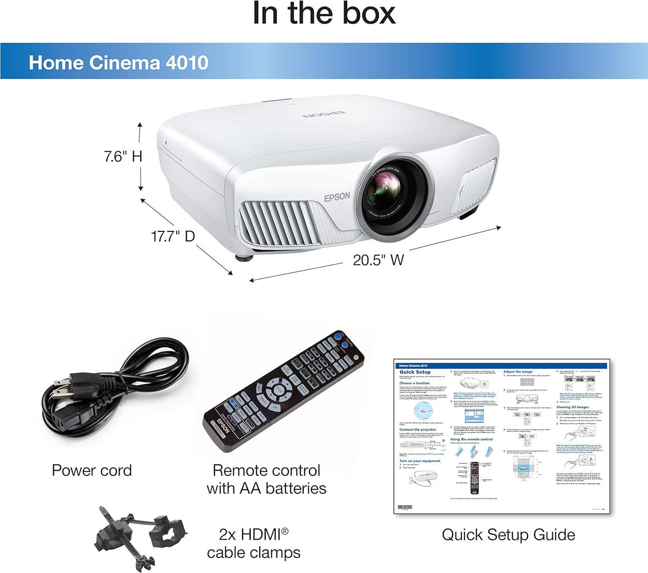 Epson Home Cinema 4010 4K PRO-UHD (1) 3-Chip Projector with HDR LN