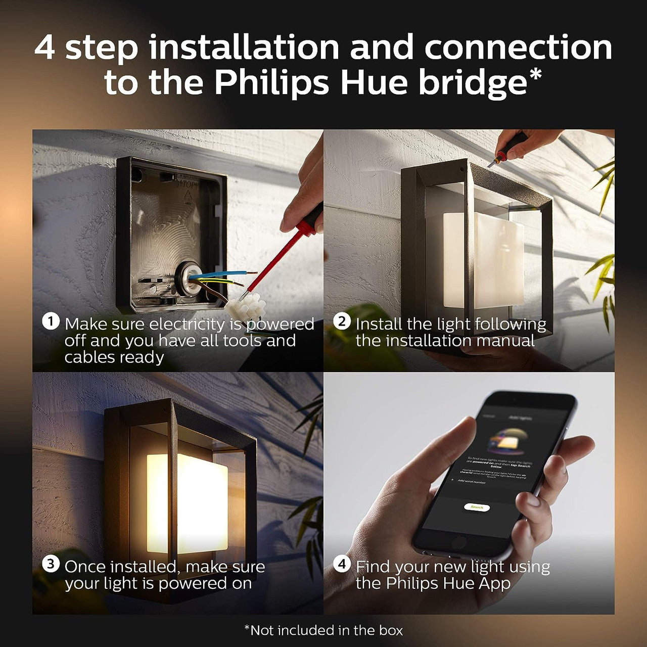Philips Hue White and Color Ambiance Econic Outdoor Wall Light, Black 1743830V7