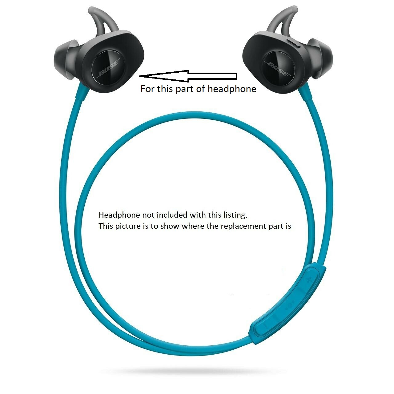 Genuine Bose SoundSport Wireless Left Side Cover Aqua Blue Black