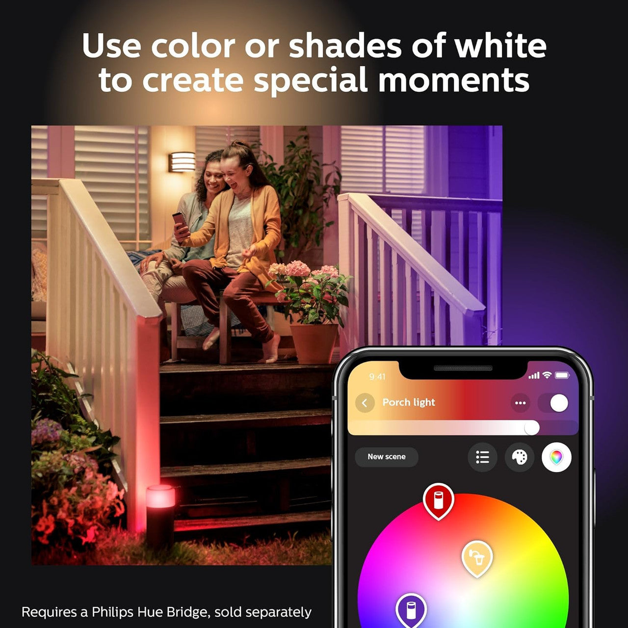 Philips Hue White and Color Ambiance Calla Outdoor Pathway Light Extension Kit Black 802082