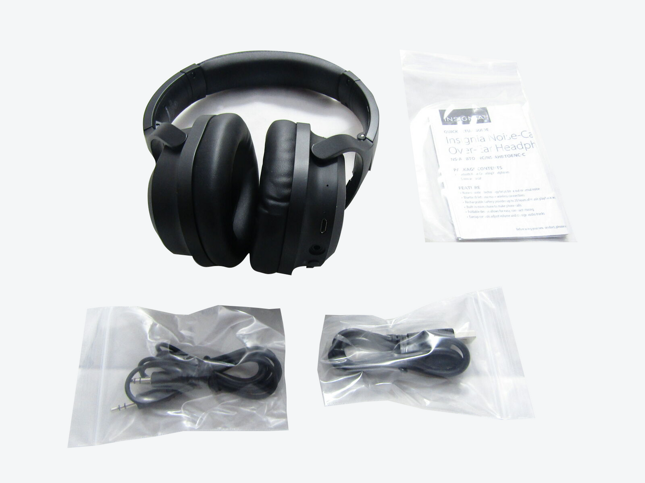 Insignia NS-AHBTOENC Wireless Noise Canceling Over-The-Ear Headphones - Black LN