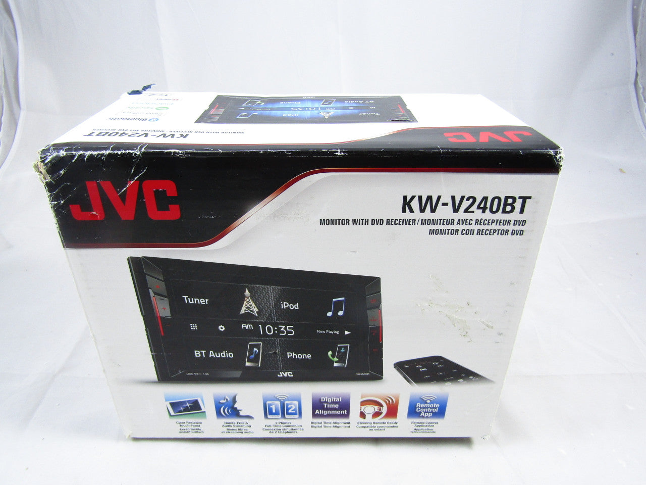 JVC Multimedia Receiver w/WVGA Clear Resistive Touch Monitor, 6.2" (KW-V240BT)  LN
