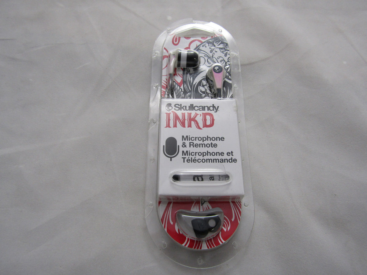Skullcandy S2IKFY-074 Ink'd 2.0 Earbud Headphones with Mic (White/Black) VG