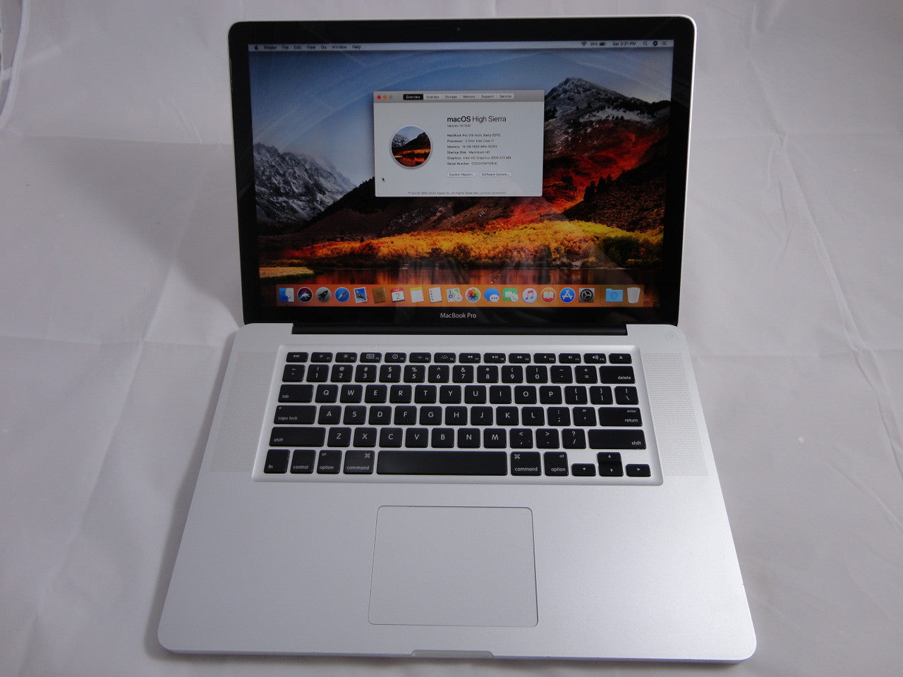 Apple MacBook Pro MC721LL/A 15.4" Laptop 2.0GHz Quad Core i7 16GB Memory, 256GB Solid State Drive DVD Burner Mac OS High Sierra VG