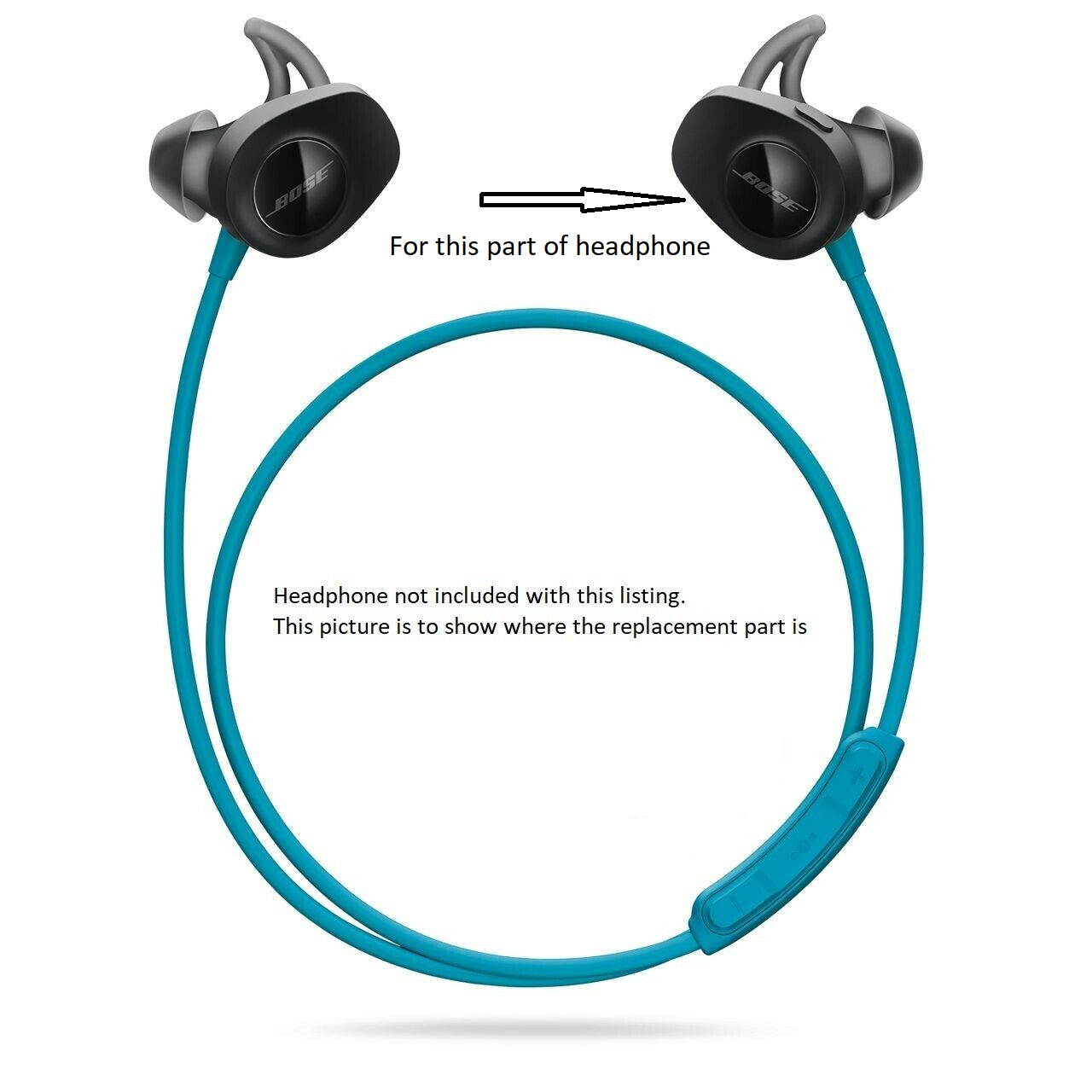 Genuine Bose SoundSport Wireless Right Side Cover Aqua Blue Black