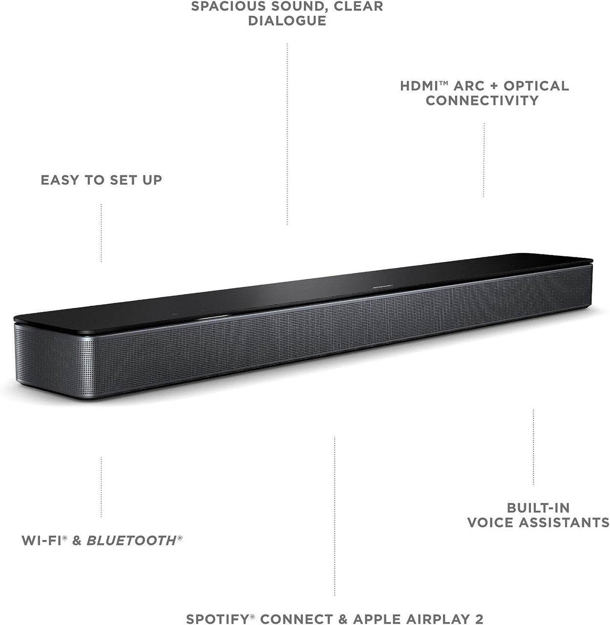 Bose Smart Soundbar 600 873973-1100 Dolby Atmos with Alexa, Wi-Fi & Bluetooth – Black, Used Very Good