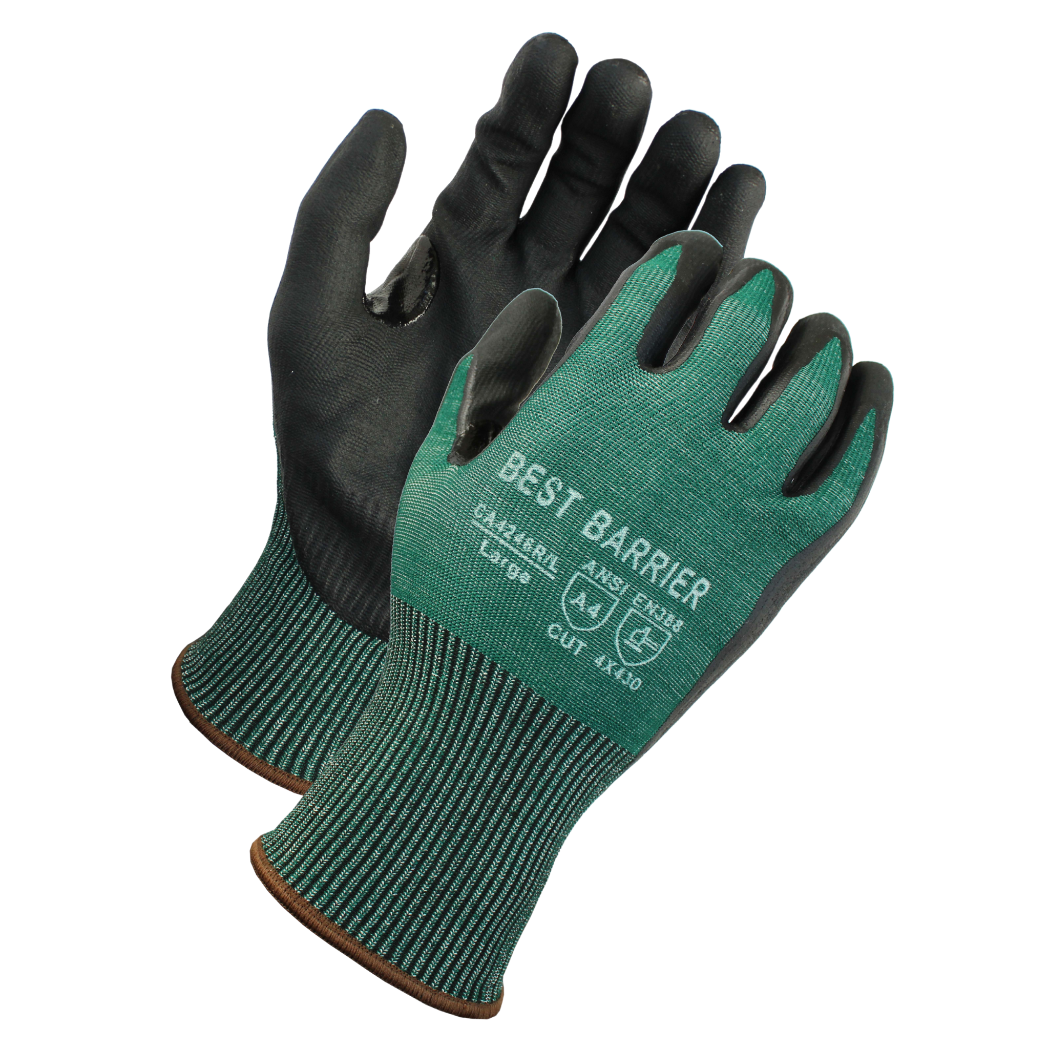 Cut Level A4, 15 Gauge,  Black Micro-Foam Nitrile Coated Gloves With Reinforced Thumb Crotch <br> CA4246R