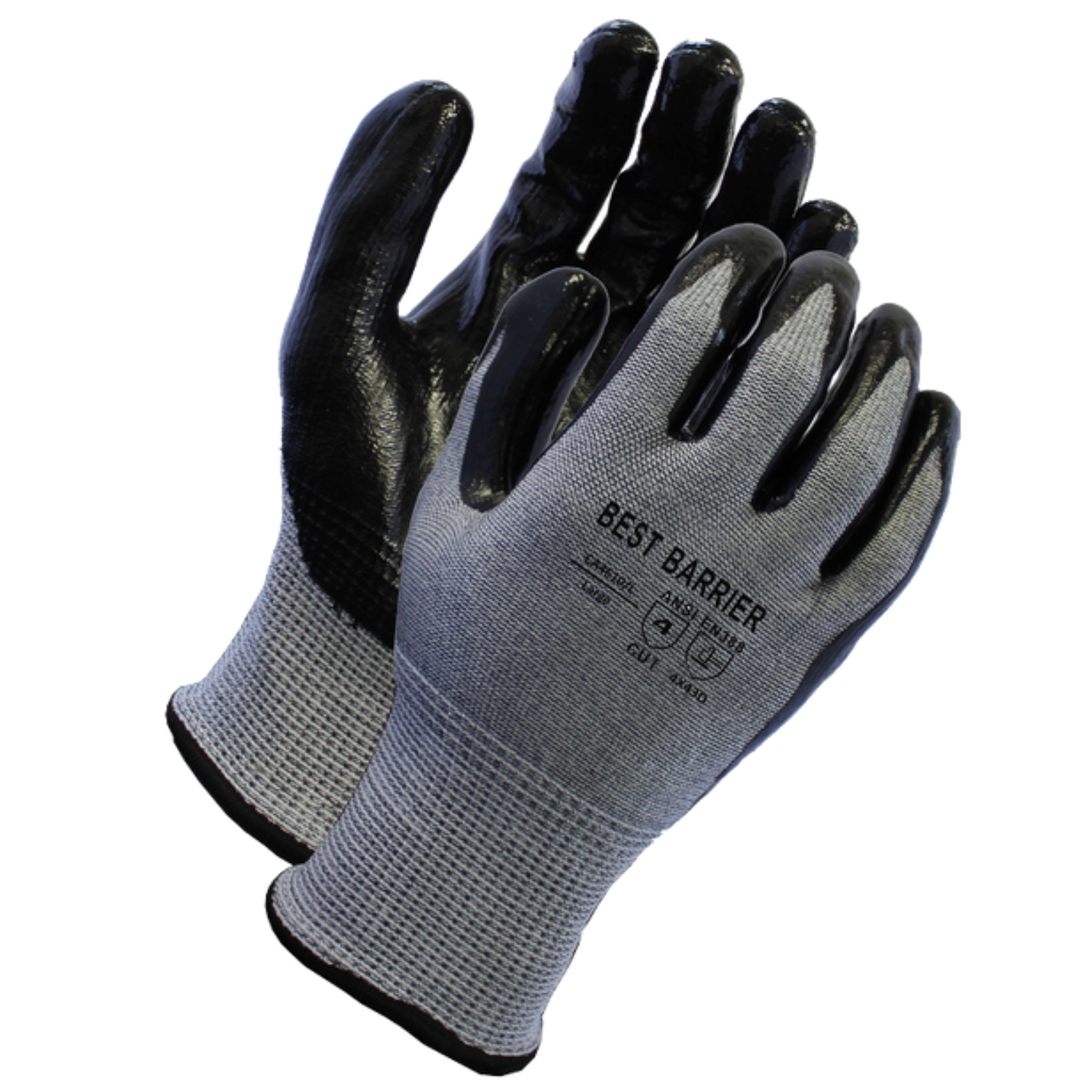 Cut Level A4, 13 Gauge, Black <br> Nitrile Coated Gloves <br> CA4610
