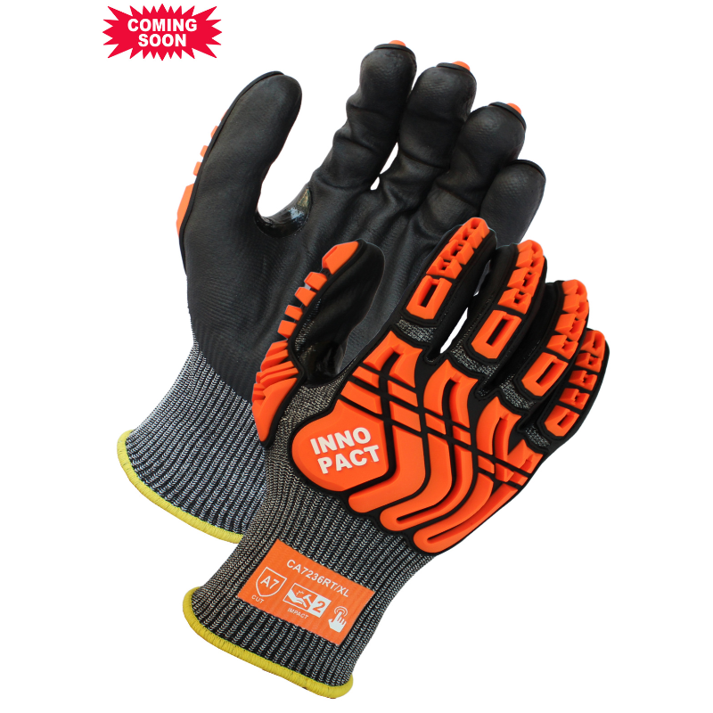 ANSI Cut A7, 13 Gauge, Black Micro-Foam Nitrile Coated Gloves With Thumb Crotch <br> CA7236RT