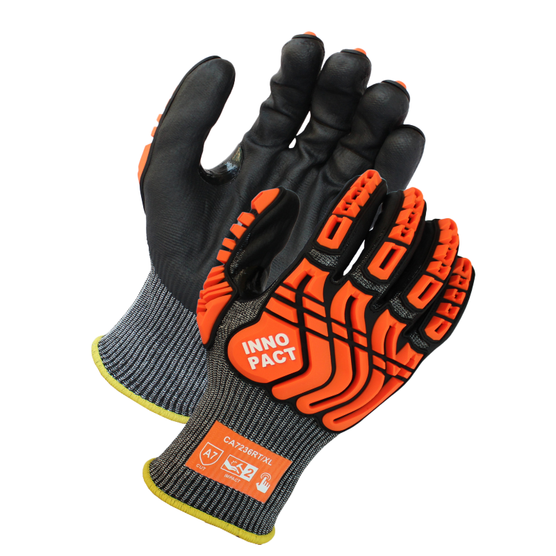INNOPACT ANSI Cut A7, 13 Gauge, Black Micro-Foam Nitrile Coated Gloves With Thumb Crotch - Model CA7236RT - 1 Pair