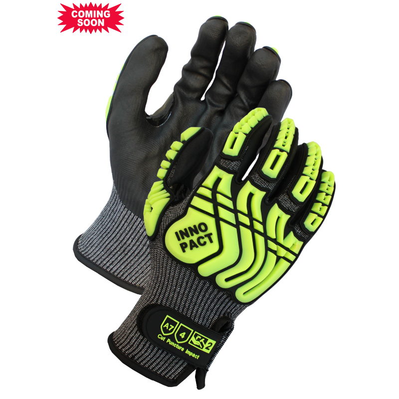 ANSI Cut A7, 13 Gauge, Black Micro-Foam Nitrile Coated Gloves With Reinforced Thumb Crotch and Hook-N-Loop Closure <br>CA7236RTV