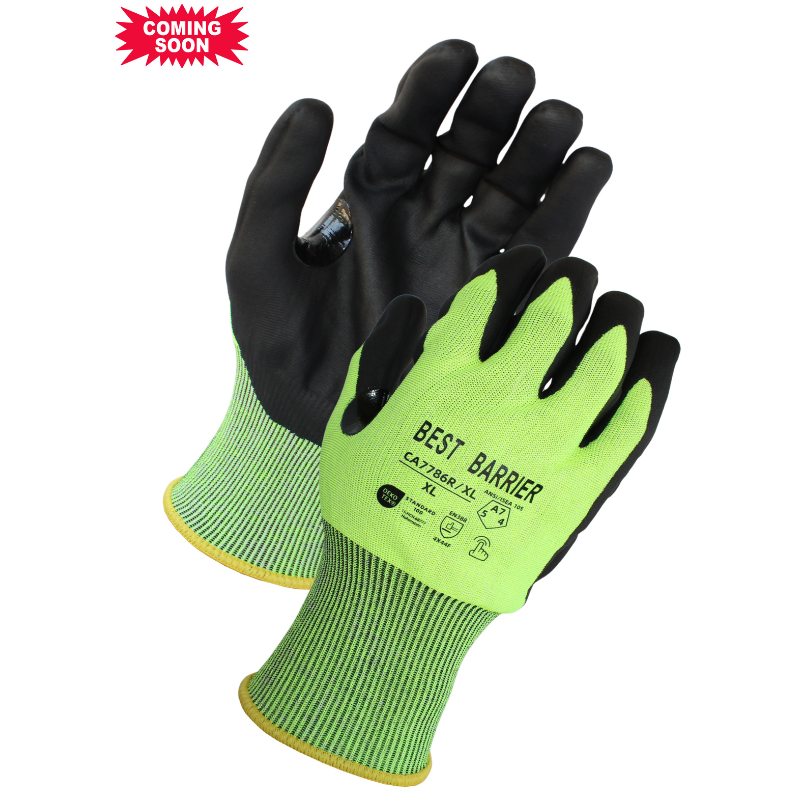 ANSI Cut A7, 18 Gauge Black  <br>Micro-Foam Nitrile Coated Gloves <br> CA7786R