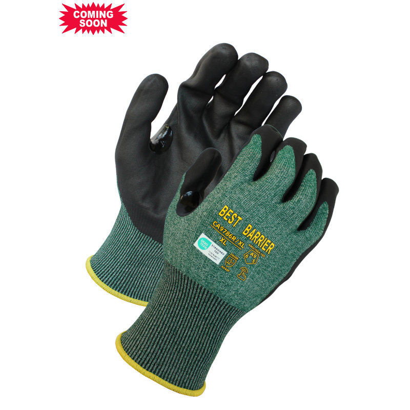 ANSI Cut A9, 18 Gauge Black <br>Micro-Foam Nitrile Coated Gloves<br> CA9786R