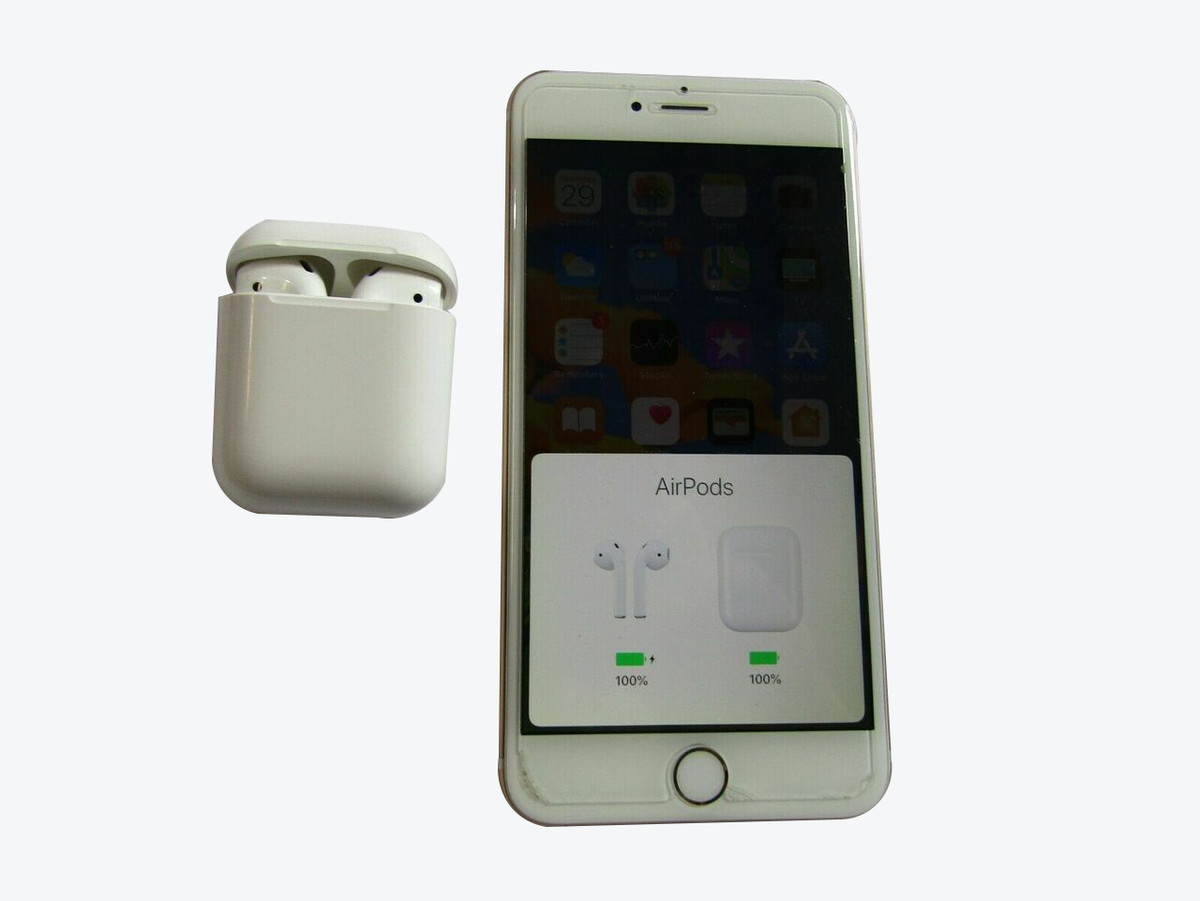 Genuine Apple MMEF2AM/A Airpods Bluetooth Headphones With Charging Case White VG
