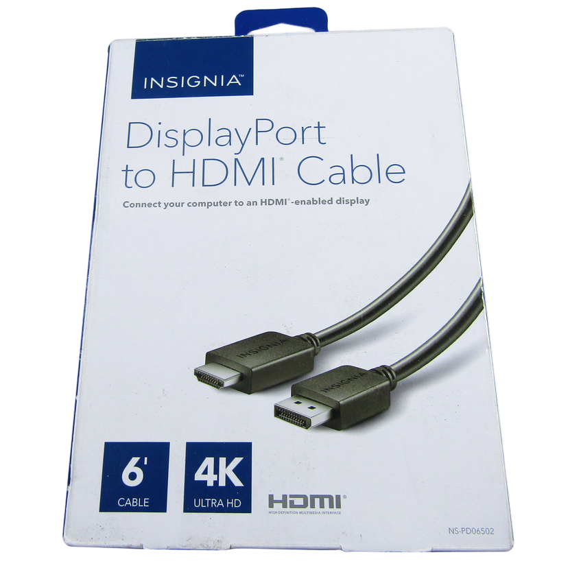 Insignia™ - 6' DisplayPort-to-HDMI Cable - Black. Model:NS-PD06502 LN 1