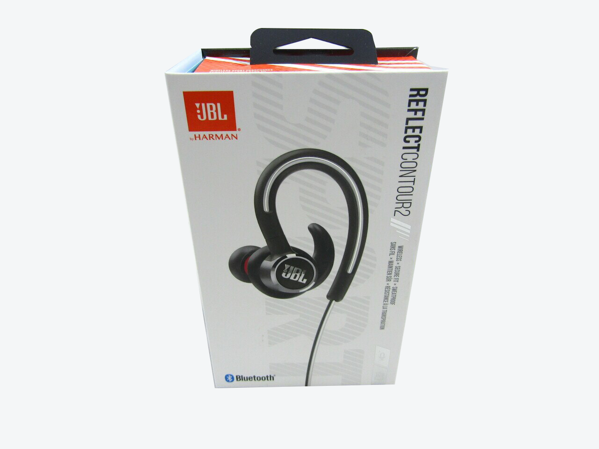 JBL Reflect Contour 2 Wireless Sport in-Ear Headphones with Three-Button Remote and Microphone (Black) LN