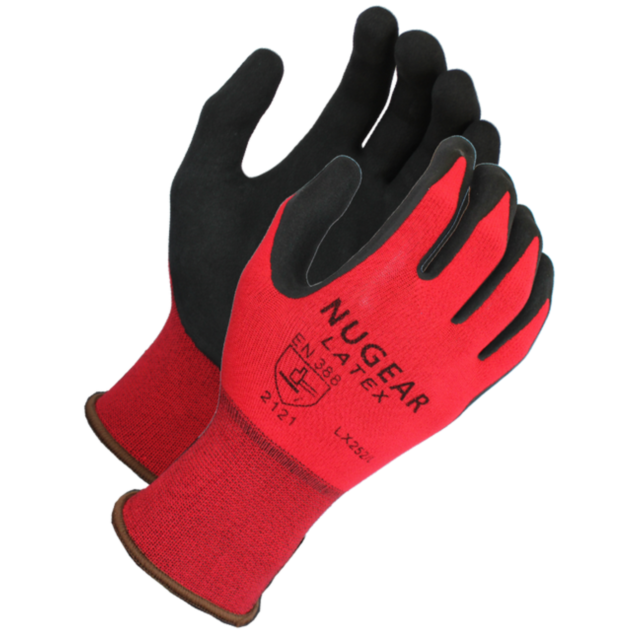 15 Gauge, Red Polyester Knit <br> Shell Black Foam Latex <br> Palm Coated Gloves<br> LX252